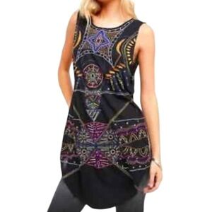 Free People Hot To Trot Tank Tunic Top Black... XS